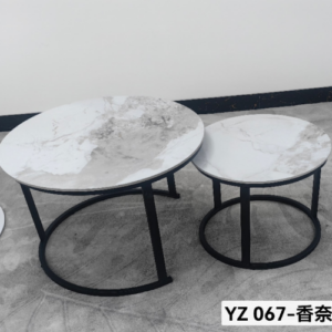 Marble Nesting Coffee Table Set – YZ 067 (Chanel White – Black Frame)