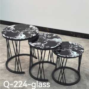 3-in-1 Executive Nesting Table Set (Glass Effect) – Q-224-Glass
