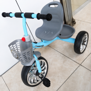Kids Tricycle with Front Basket and Storage Tray – Blue (2–4 Years)