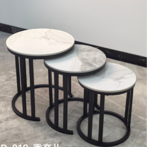 3-in-1 Executive Pure Marble Nesting Table Set – D-019 (Chanel)