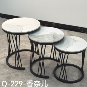 3-in-1 Executive Pure Marble Nesting Table Set – Model Q-229 (Chanel)