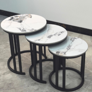 3-in-1 Executive Pure Marble Nesting Table Set – D-020