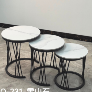 3-in-1 Executive Pure Marble Nesting Table Set – Model Q-231 (Snow Mountain Stone)
