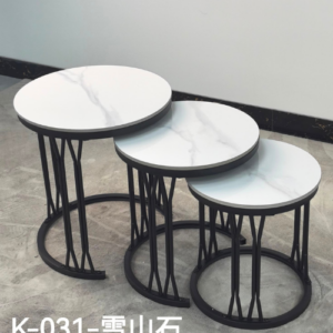 3-in-1 Executive Pure Marble Nesting Table Set – Model K-031 (Snow Mountain Stone)